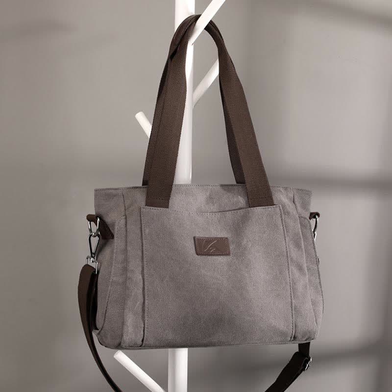 Women's Canvas Tote Shoulder Handbag – Casual Crossbody Purse Work Bag