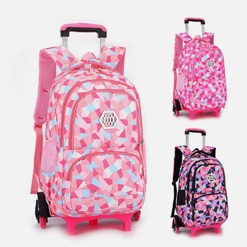 Girls colorful rolling school backpack