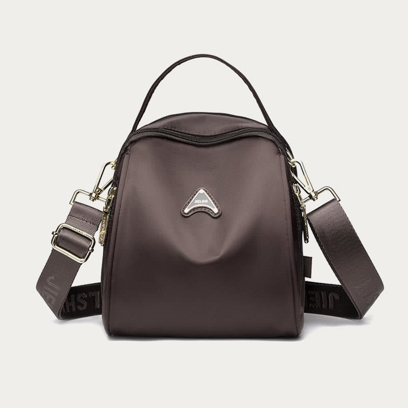 Charcoal gray wide-strap nylon crossbody bag for women