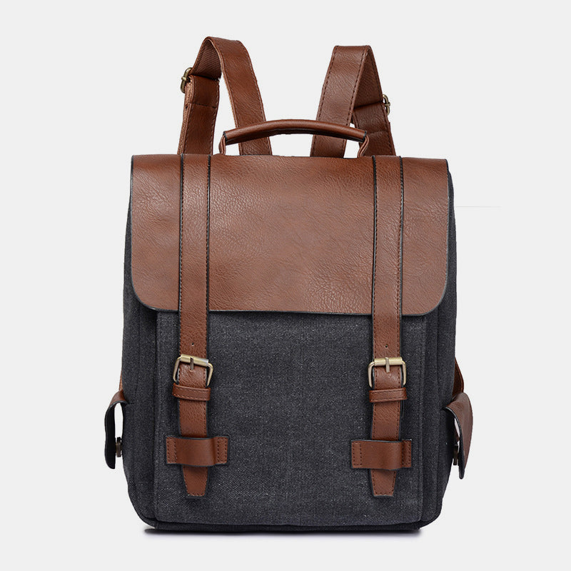 Vintage leather canvas backpack for men and women