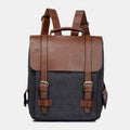 Vintage leather canvas backpack for men and women
