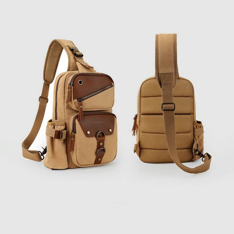 Sling Bag for Men – Retro Canvas Crossbody Chest Bag, Lightweight & Versatile for Daily Use and Travel