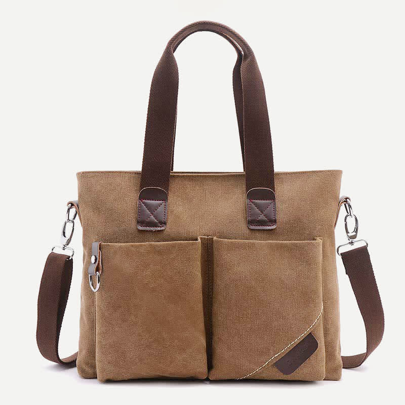 Unisex retro canvas shoulder work tote
