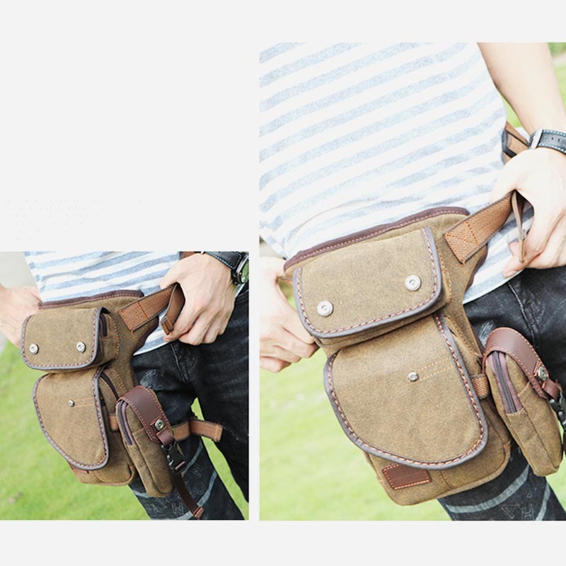 Durable Leg Bag for Men – Vertical Outdoor Sports Canvas Bag with Adjustable Strap