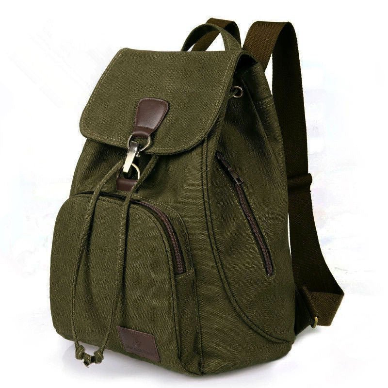 Vintage Canvas Backpack for Women & Girls – Drawstring Rucksack for School & Travel