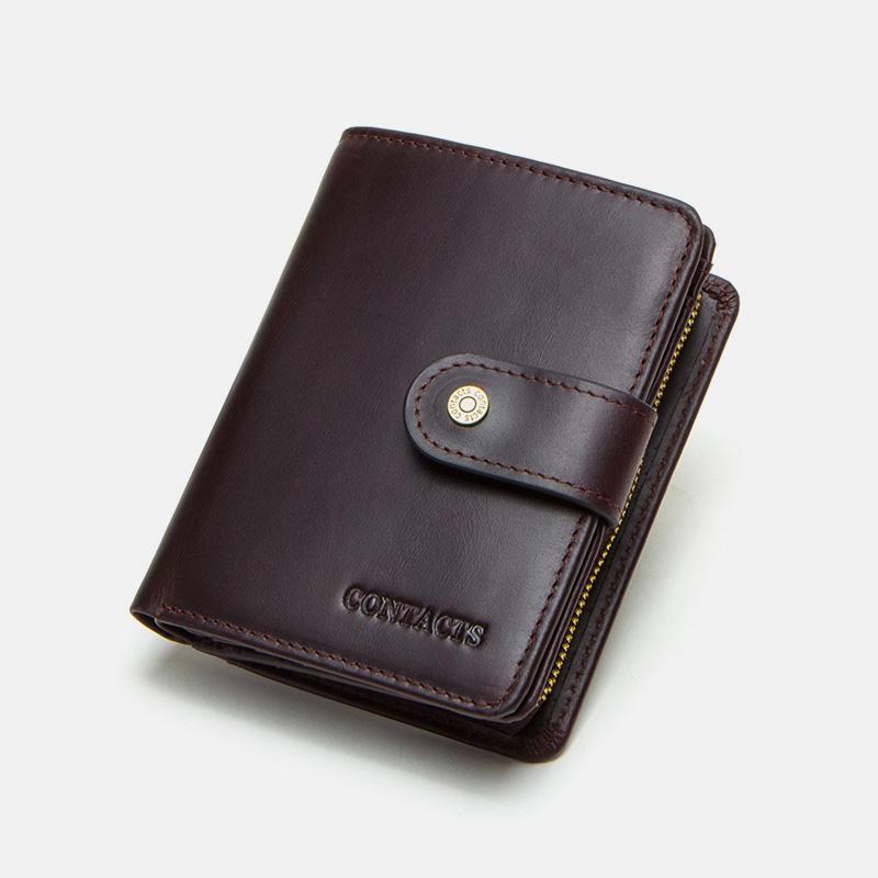 RFID GenuineLeather Multi - Card Buckle Wallet