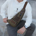 Vintage Canvas Sling Bag for Men - Black & Saddle Brown Crossbody Business Bag