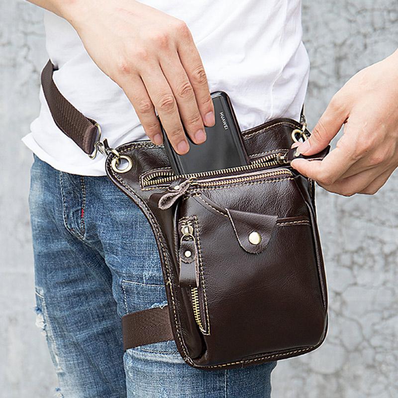 Genuine leather retro sport waist bag