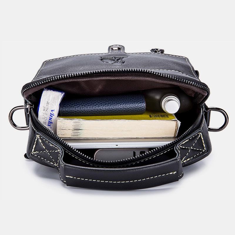 Large capacity real leather multifunctional crossbody bag