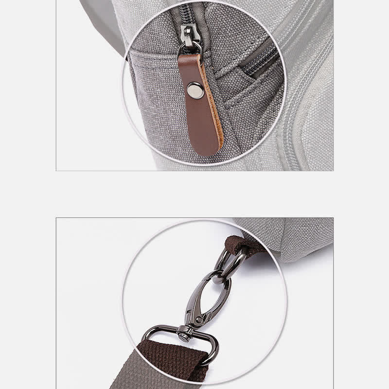 Canvas Sling Bag Crossbody Backpack – Casual Rucksack with USB Charging Port