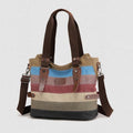 Multifunction Color Block Canvas Tote Bag | Hobo Shoulder Bag & Crossbody Purse