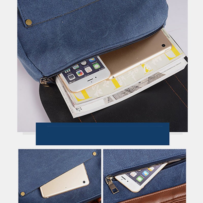 Vintage leather canvas backpack for men and women