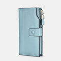 Women's RFID leather retro long wallet with zipper pocket