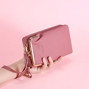 Multifunctional kiss-lock crossbody phone bag