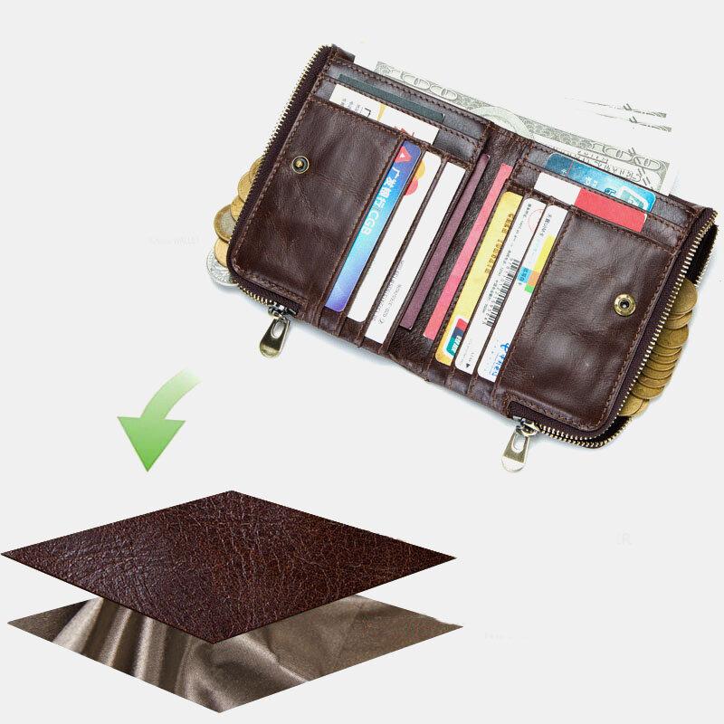 RFID Anti - theft Genuine Leather Multi - slot Bifold Wallet for Men - Stylish Business Wallet
