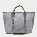 Crossbody Canvas Tote for Women – Chain Strap Bucket Bag