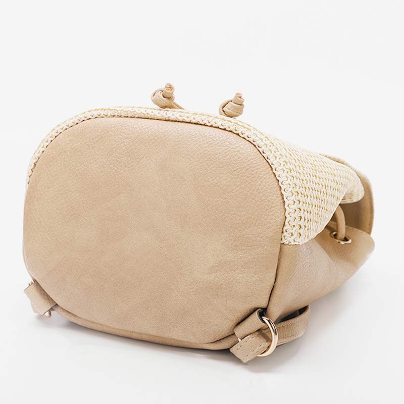 Women’s Straw Backpack – Summer Beach Woven Drawstring Handbag