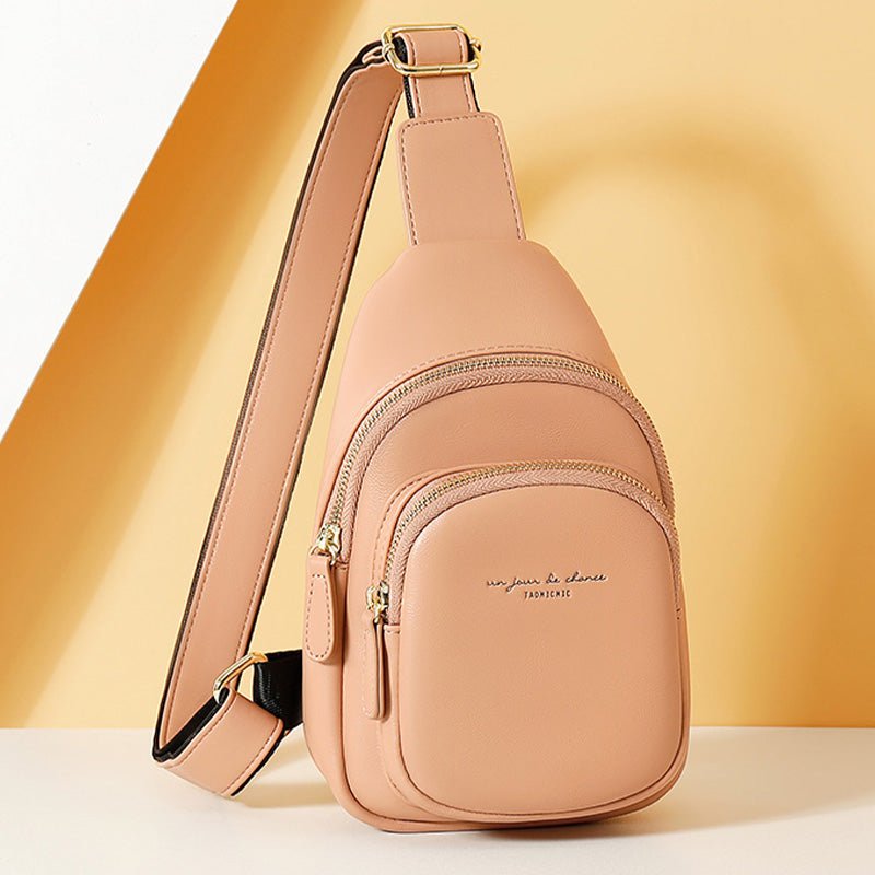 Women's small leather crossbody sling backpack