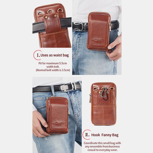 Genuine Leather Waist Bag – Multifunctional Messenger & Shoulder Bag for Men