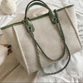 Crossbody Canvas Tote for Women – Chain Strap Bucket Bag