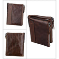 Men’s Genuine Leather RFID Wallet – Multi - Card & Coin Pockets, Zipper & Buckle Closure