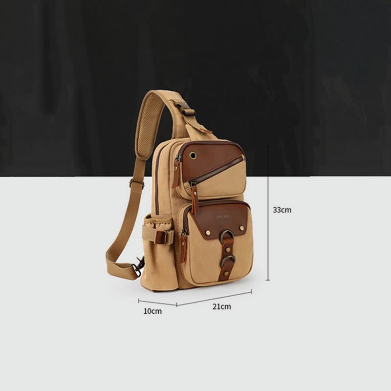 Sling Bag for Men – Retro Canvas Crossbody Chest Bag, Lightweight & Versatile for Daily Use and Travel