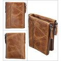 Men’s Genuine Leather RFID Wallet – Multi - Card & Coin Pockets, Zipper & Buckle Closure