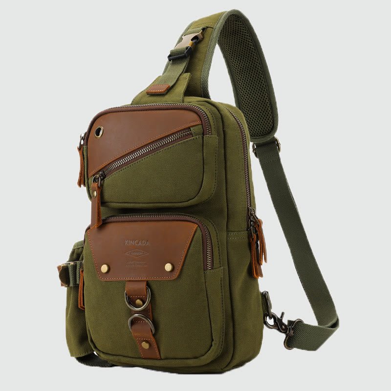 Sling Bag for Men – Retro Canvas Crossbody Chest Bag, Lightweight & Versatile for Daily Use and Travel