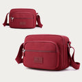 Brick red four-zip lightweight nylon crossbody bag for women