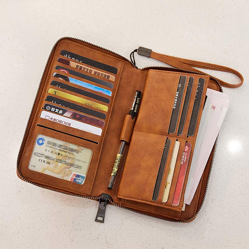 Women's RFID blocking zip-around wristlet wallet
