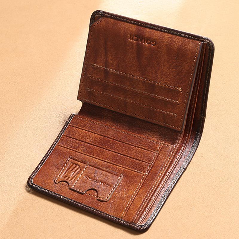 Genuine Leather RFID Multi - Card Bifold Wallet for Men - Secure & Stylish Business Wallet
