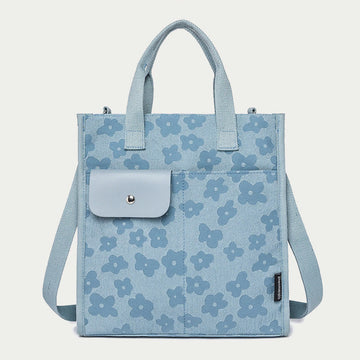 Floral nylon crossbody tote bag