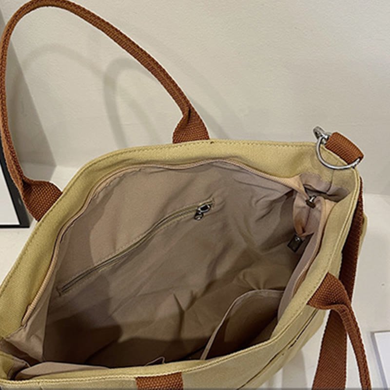 Women's simple canvas tote crossbody bag
