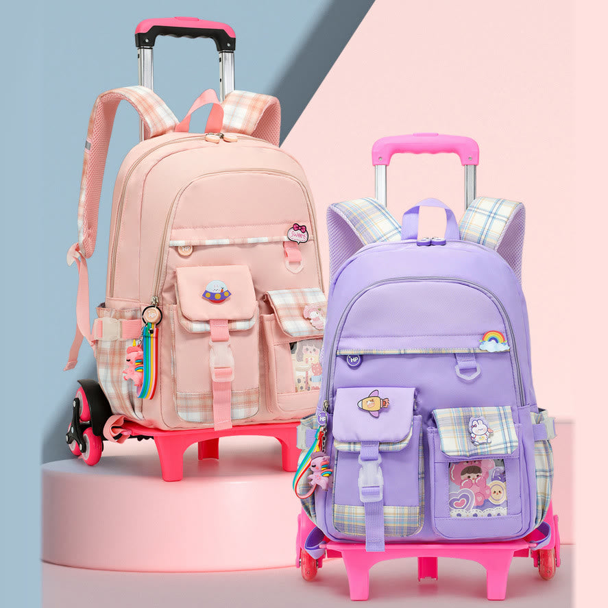 Kids cute pattern rolling school backpack