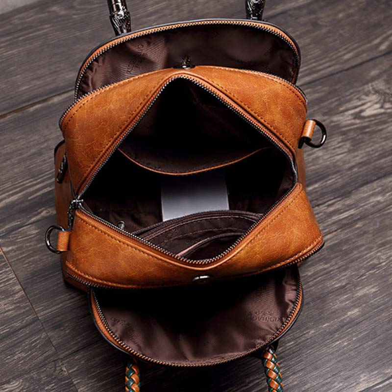 Women's vintage leather top-handle satchel bag