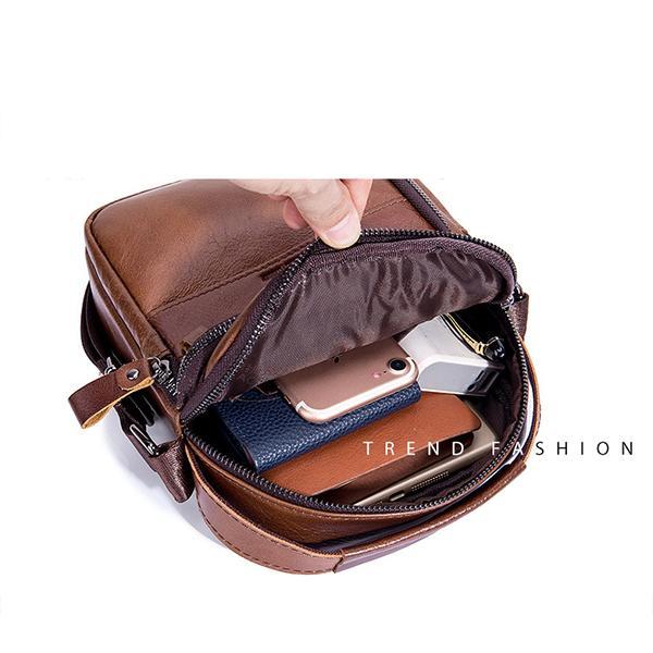 Genuine Leather Vintage Crossbody Bag for Men – Stylish Shoulder Bag