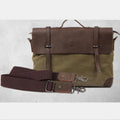 Messenger Bag for Men – Canvas Vintage Crossbody Handbag with Crazy Horse Leather, Casual Business Document Bag