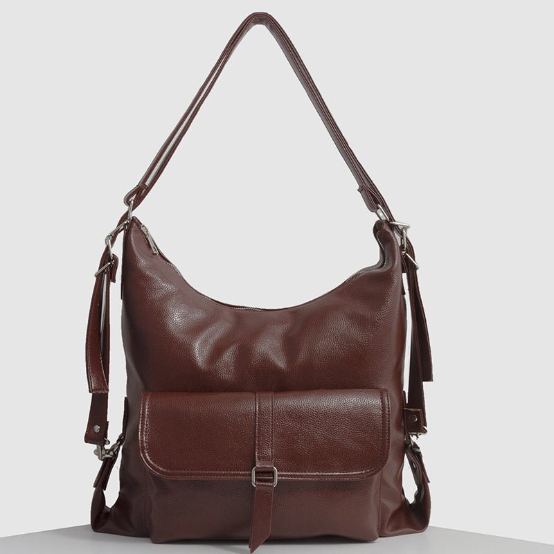 2-in-1 convertible leather tote backpack