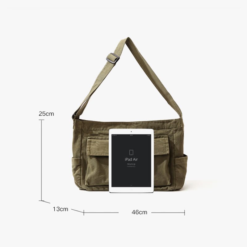 Multi - Pocket Canvas Crossbody Bag for Women | Retro Lightweight Shoulder Bag