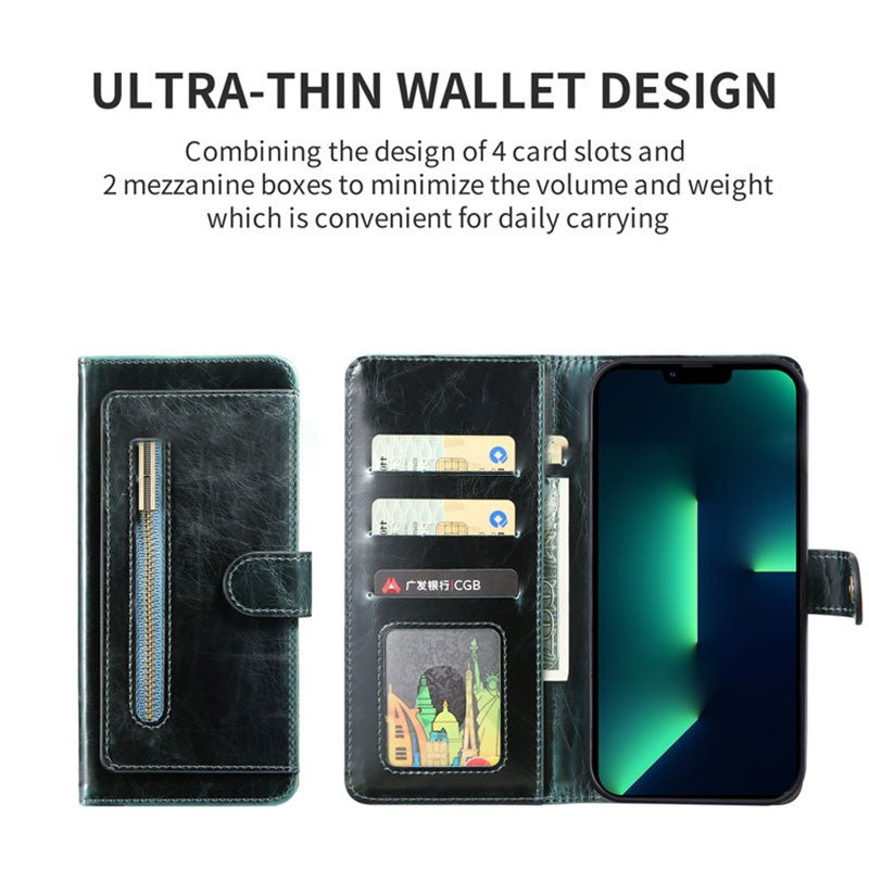 Wallet Case for iPhone - PU Leather Durable Phone Case with Card Slot