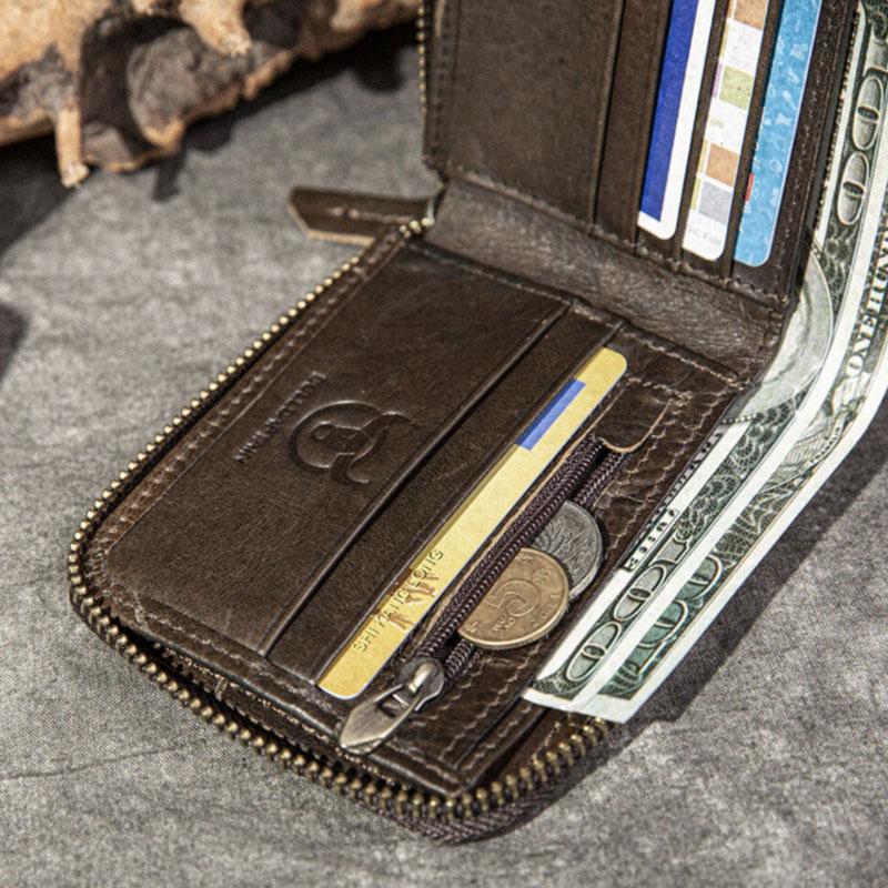 RFID Antimagnetic Vintage Genuine Leather Wallet