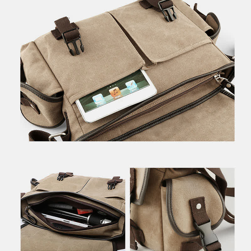 Men's vintage canvas laptop messenger bag