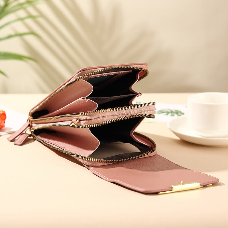 Women's lightweight leather phone crossbody bag