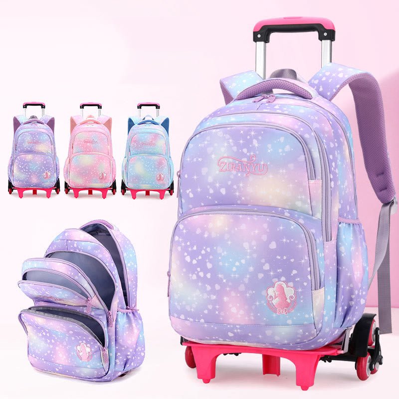Kids durable nylon rolling school backpack