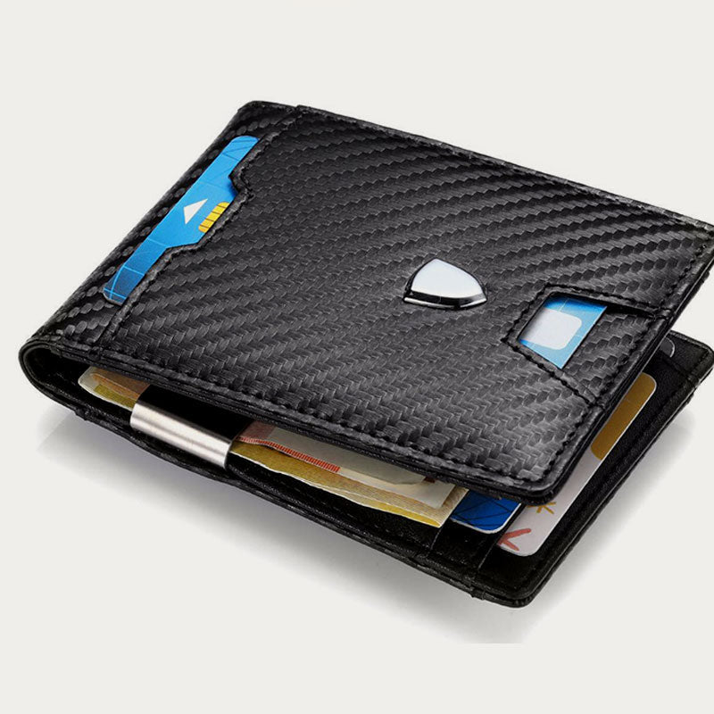 Minimalist Multi - Slot Bifold Card Holder RFID Blocking Wallet with Cash Clip