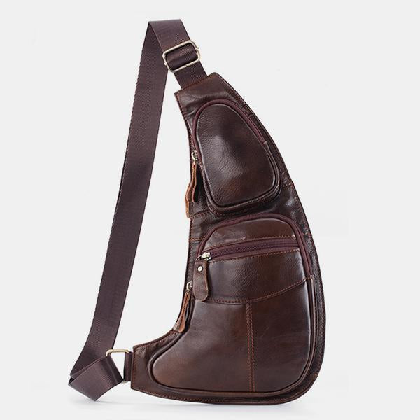 Men's vintage genuine leather chest sling bag