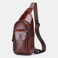 Genuine Leather Sling Chest Bag with Earphone Hole – Stylish & Practical Crossbody Shoulder Bag