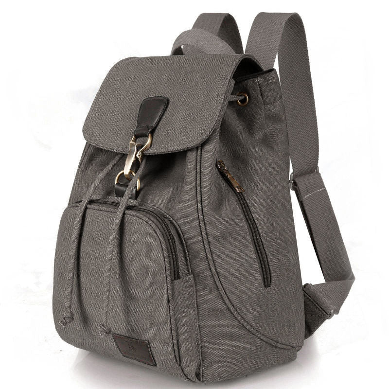 Vintage Canvas Backpack for Women & Girls – Drawstring Rucksack for School & Travel