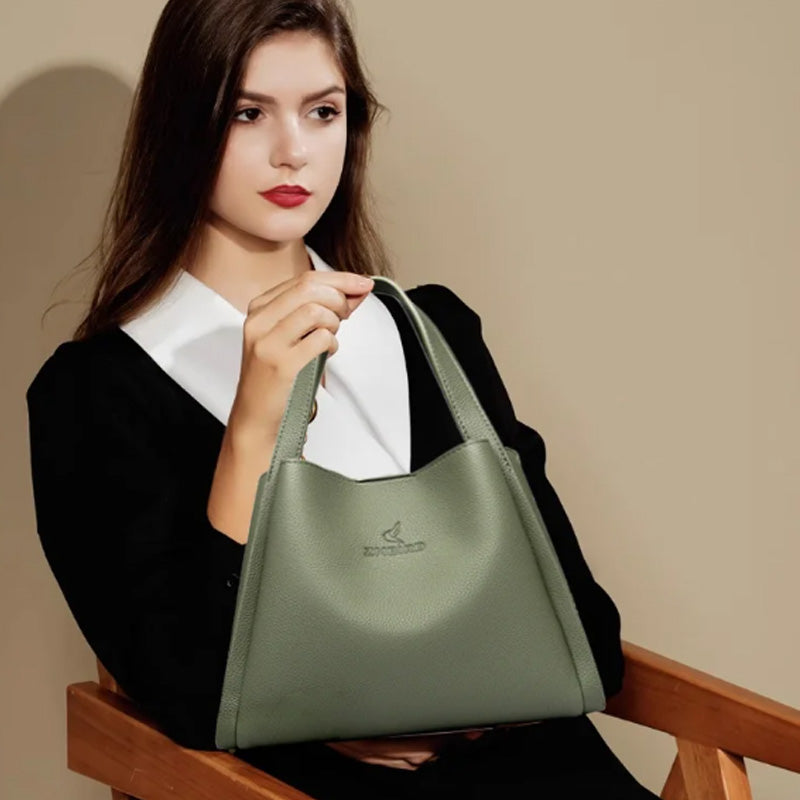 Embossed soft leather handbag