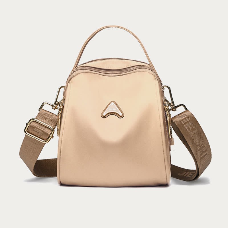 Cream wide-strap nylon crossbody bag for women